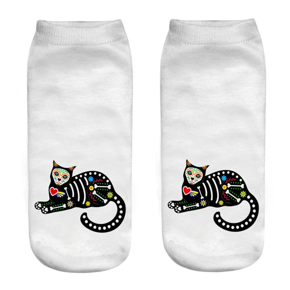 Cat White Socks