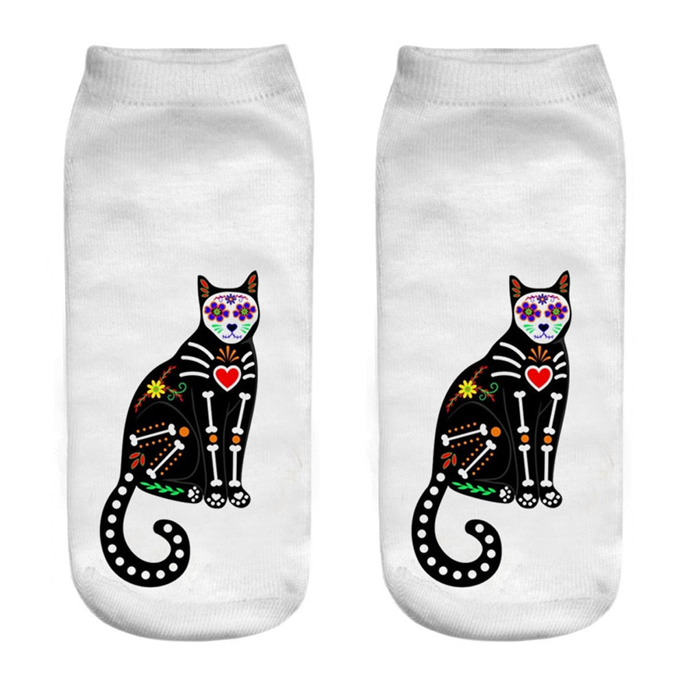 Cat White Socks