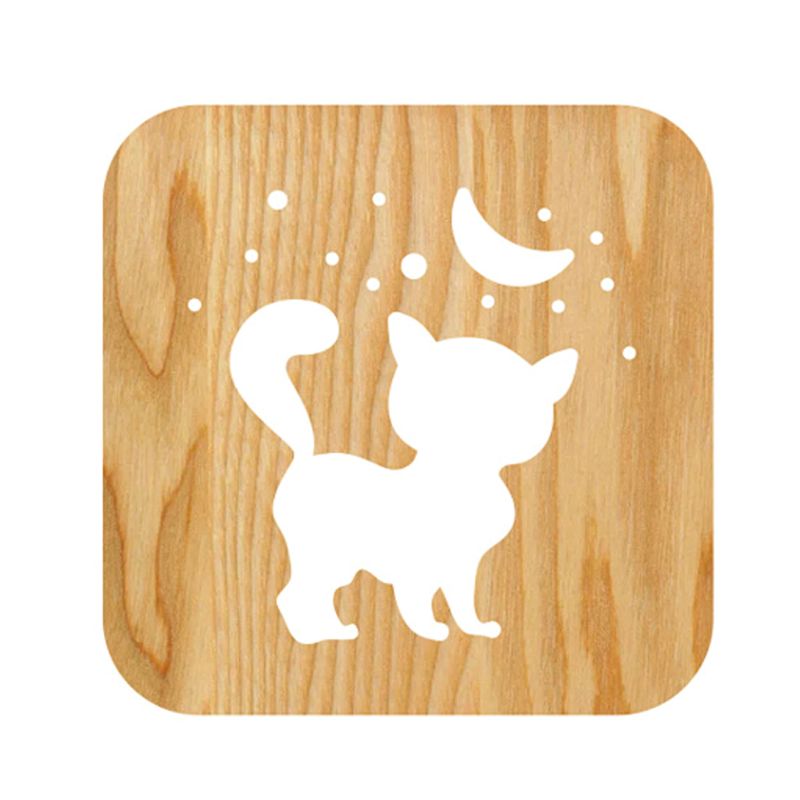 Cat Wooden Night Light