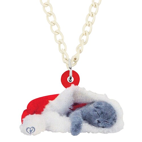 Acrylic Christmas Cat Necklace