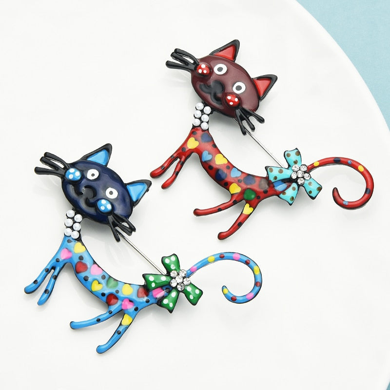Art deco cat brooch