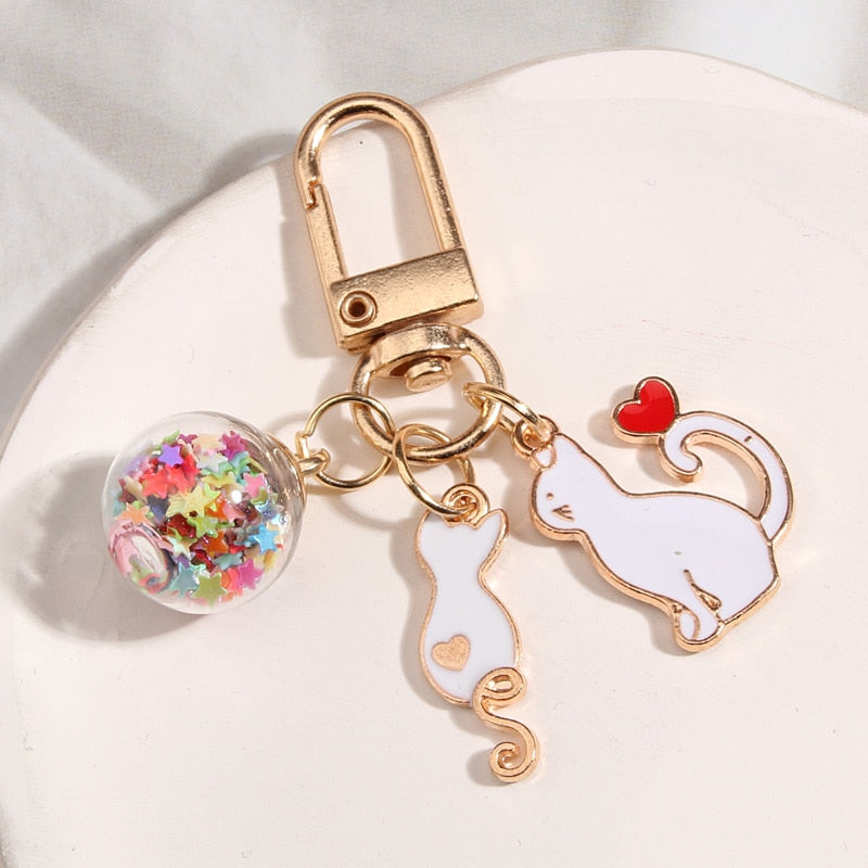 Beaded Cat Keychain