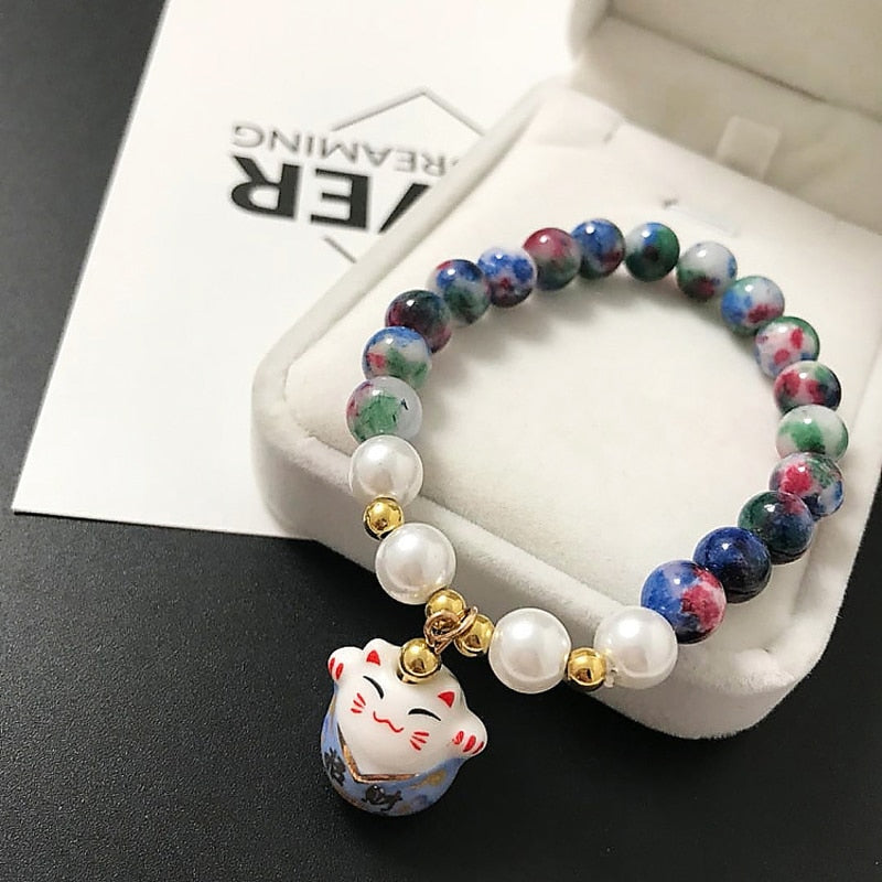 Beaded Japanese Cat Bracelet