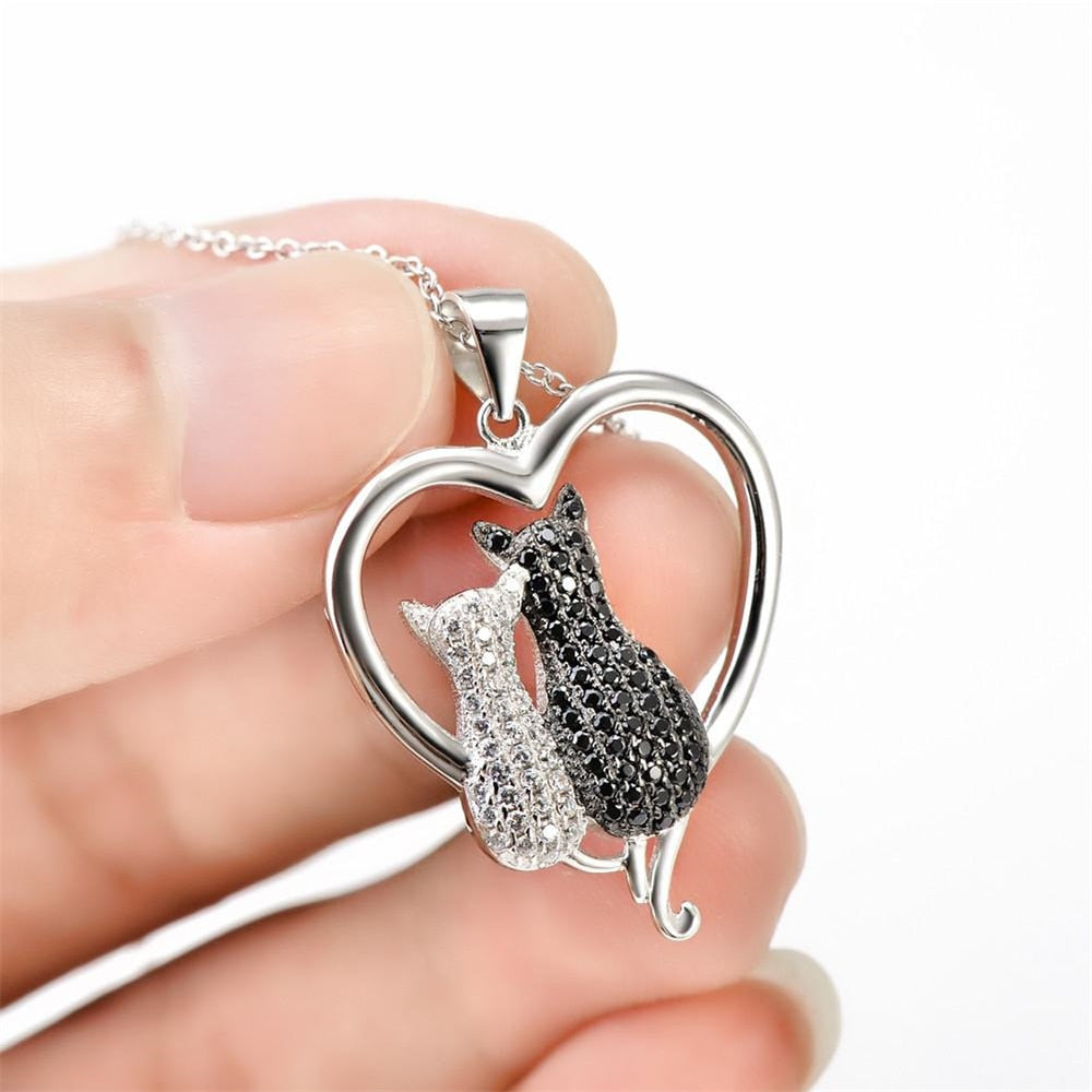 Black and White Cat Necklace