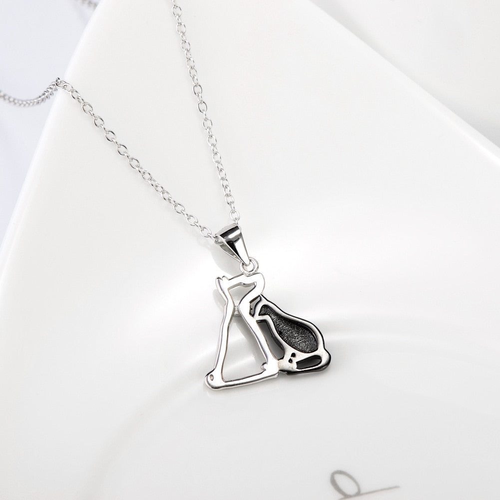 Black Cat Necklace Onyx Sterling Silver
