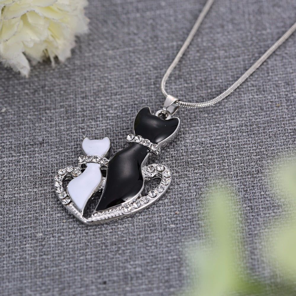 Black Diamond Cat Necklace