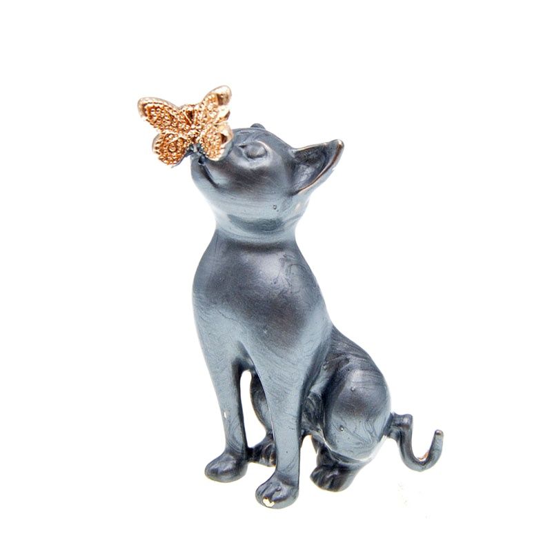 Cat And Butterfly Brooch