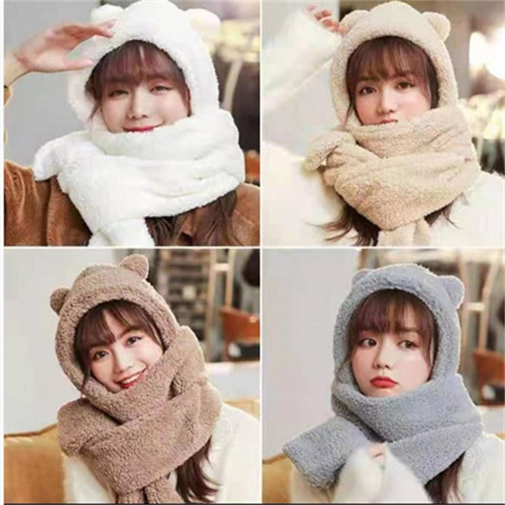 Cat Ear Hat Scarf Gloves Set