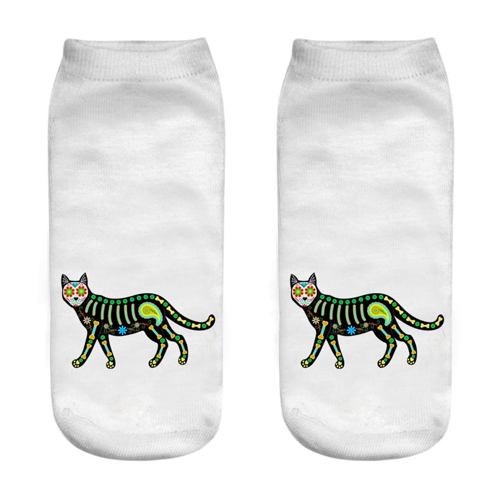Cat White Socks