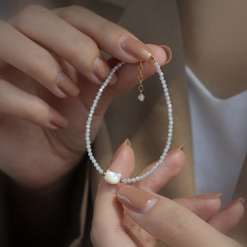 Crystal Beaded Cat Bracelet