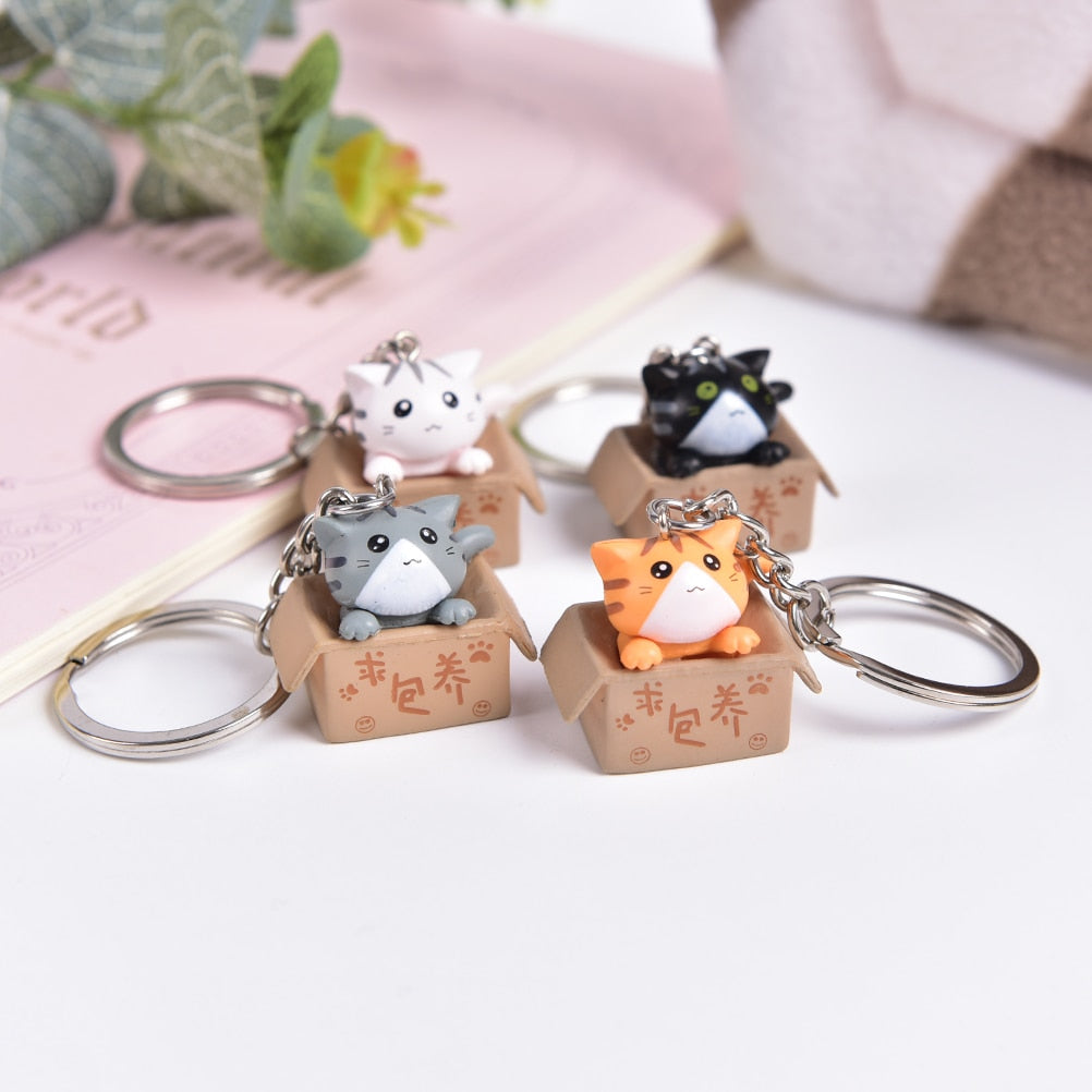 Cute Box Cat Keychain