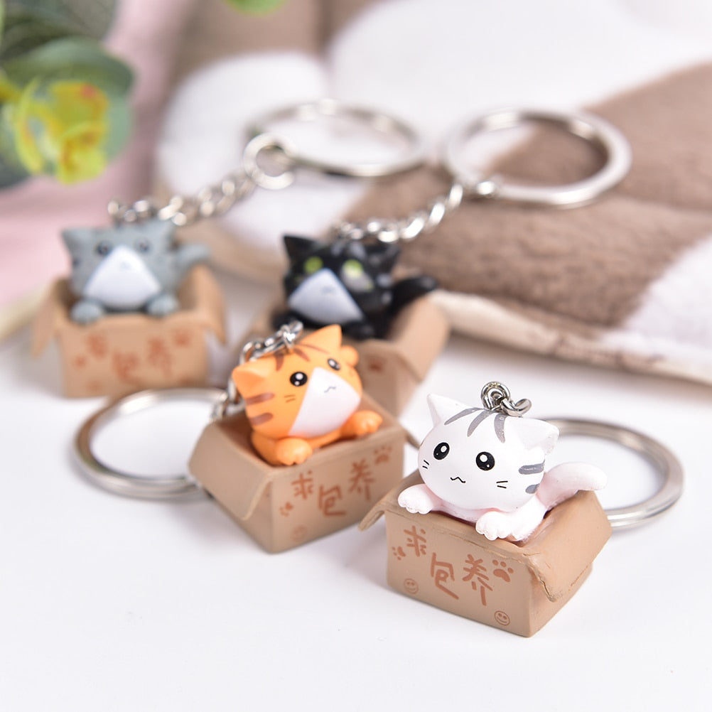 Cute Box Cat Keychain