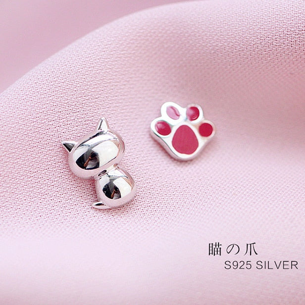 Cute Cat and Paw Earrings