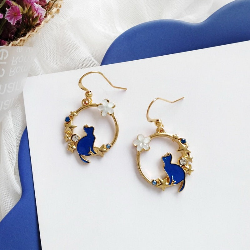 Cute Flower Cat Earrings