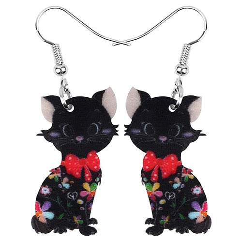 Dangle Drop Cat Earrings
