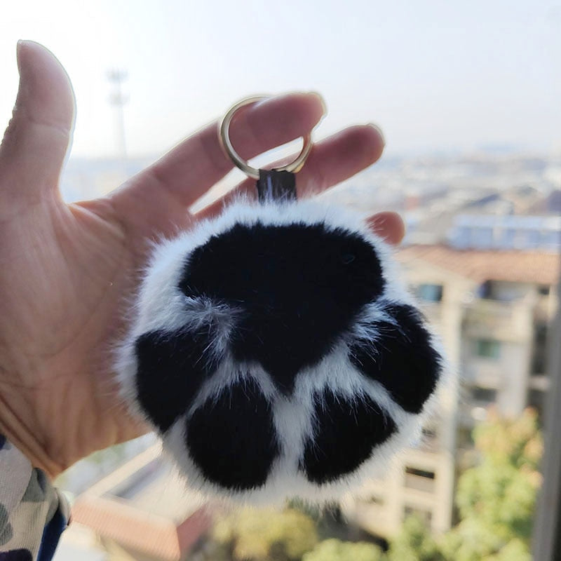 Fluffy Cat Paw Keychain