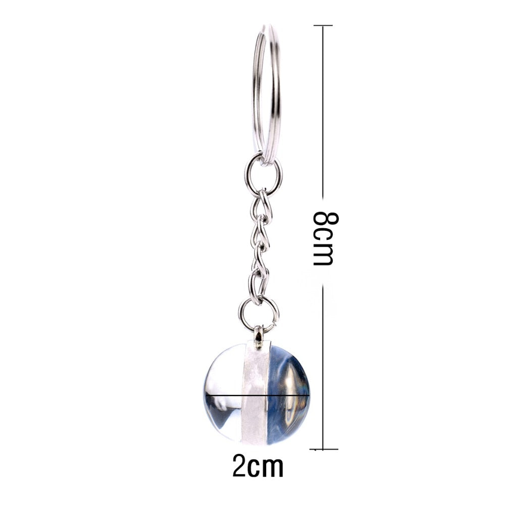 Glass Ball Cat Keychain