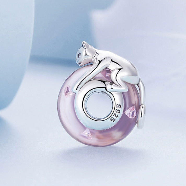 Glass Beads Cat Charm