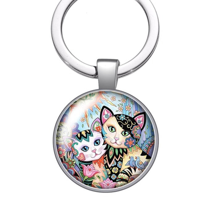 Glass Cat Keychain