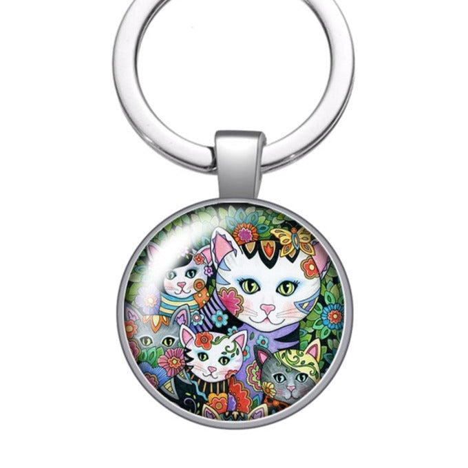 Glass Cat Keychain