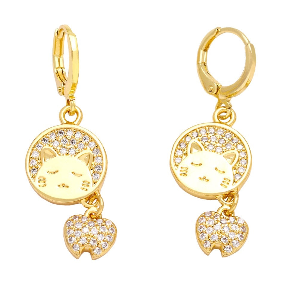 Gold Cat Earrings