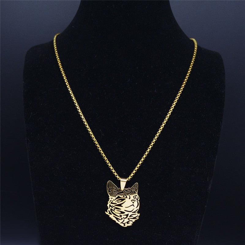 Gold Cat Pendant Necklace