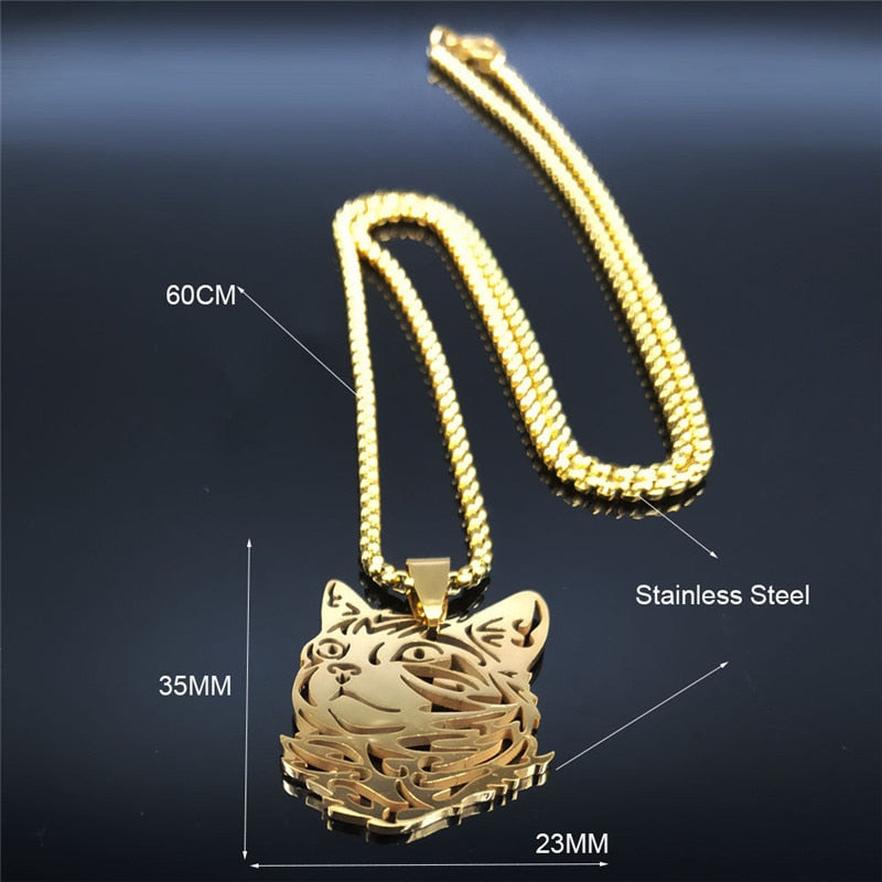 Gold Cat Pendant Necklace