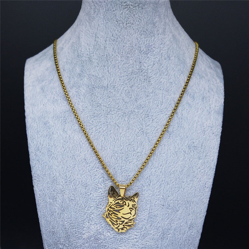 Gold Cat Pendant Necklace