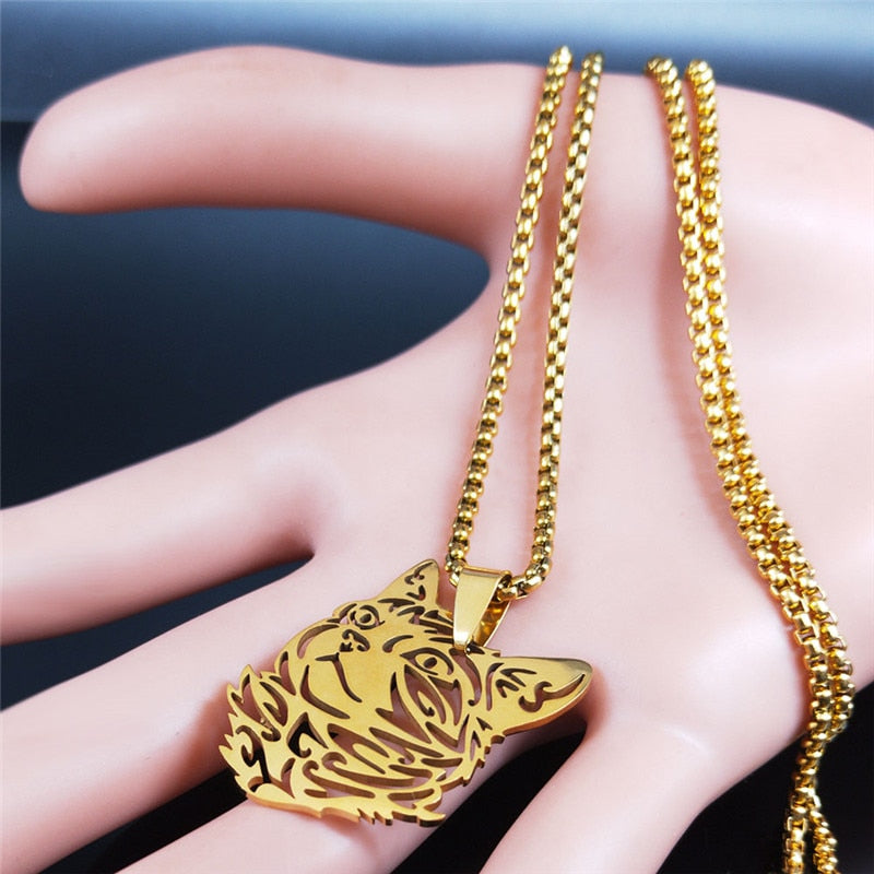 Gold Cat Pendant Necklace
