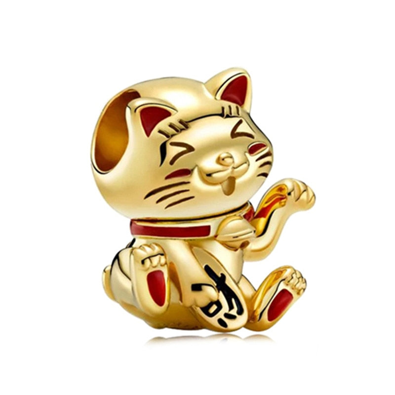 Gold Lucky Cat Charms