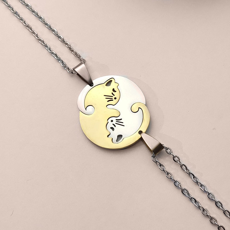 Gold Yin Yang Cat Necklace