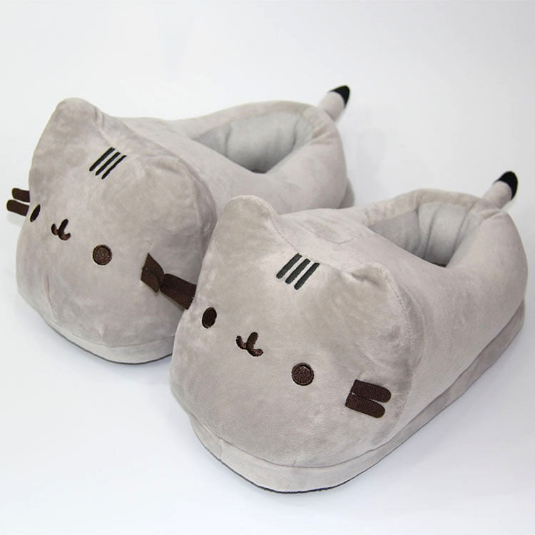 Grey Cat Slippers