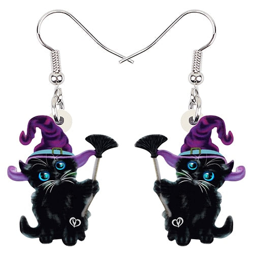 Halloween Black Cat Earrings
