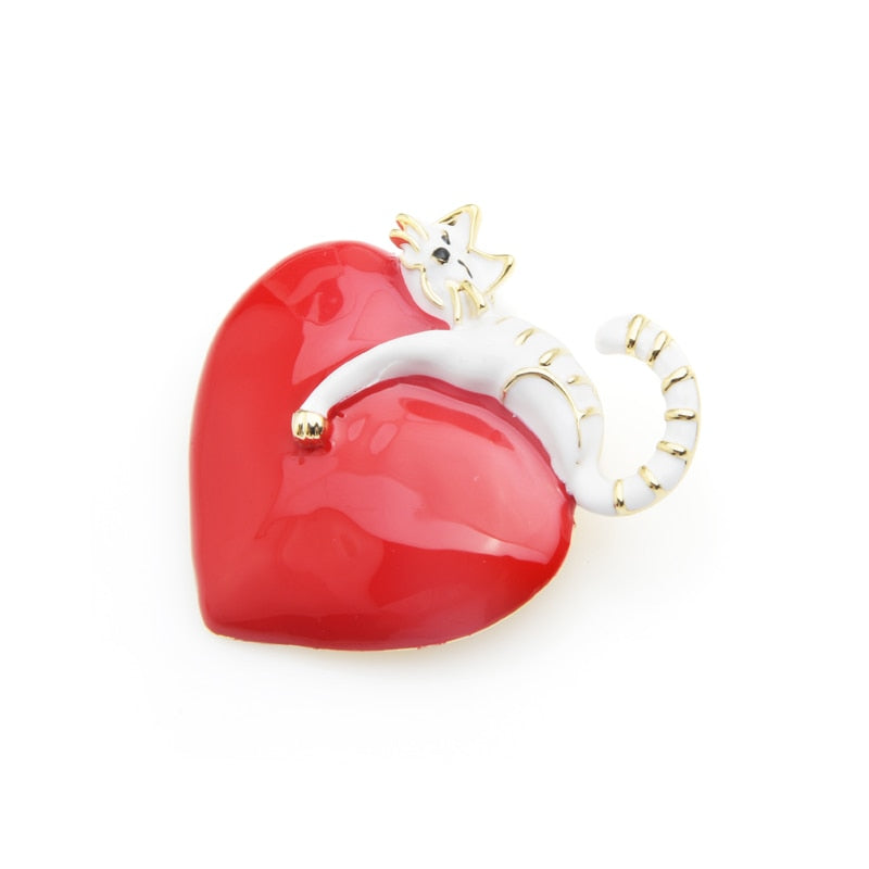 Heart Cat Brooch