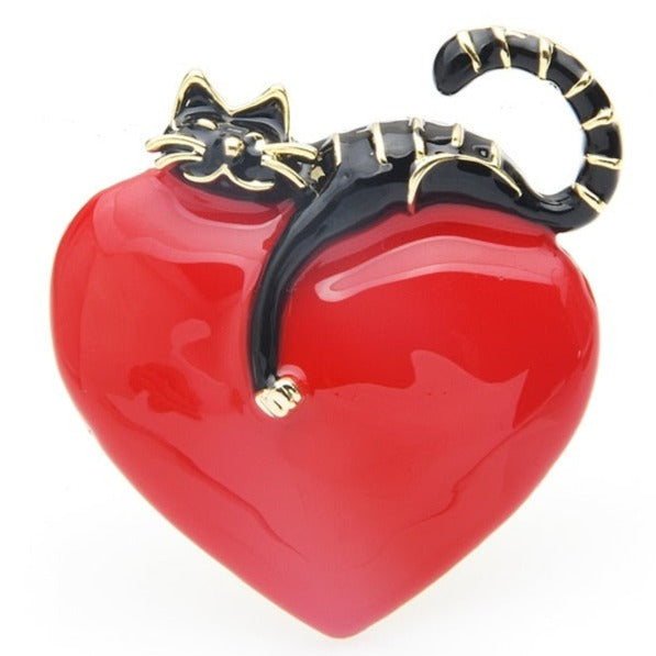 Heart Cat Brooch