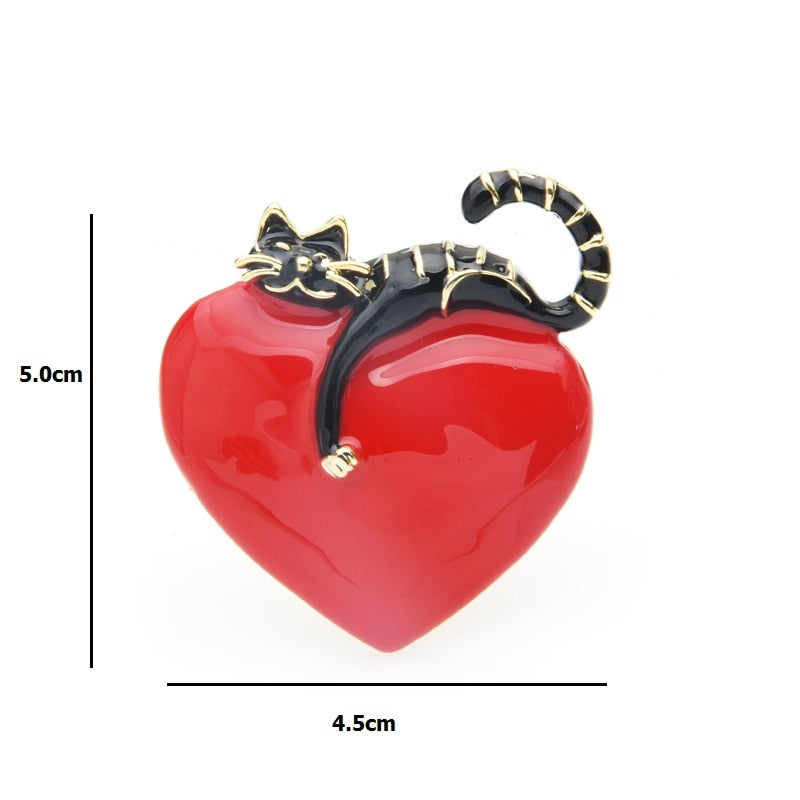 Heart Cat Brooch
