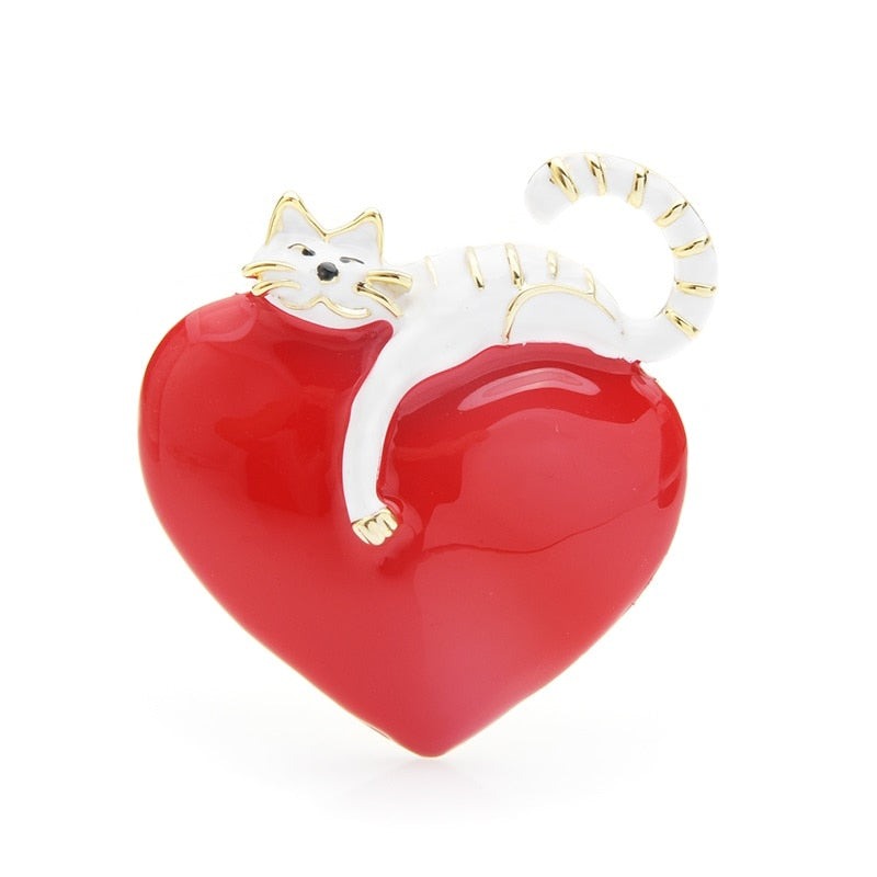 Heart Cat Brooch
