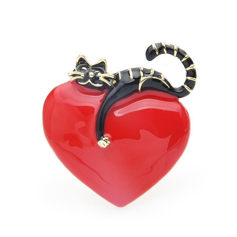 Heart Cat Brooch