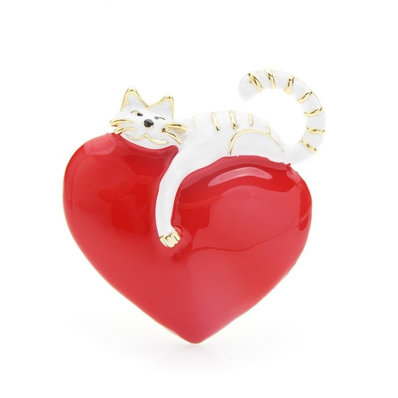 Heart Cat Brooch