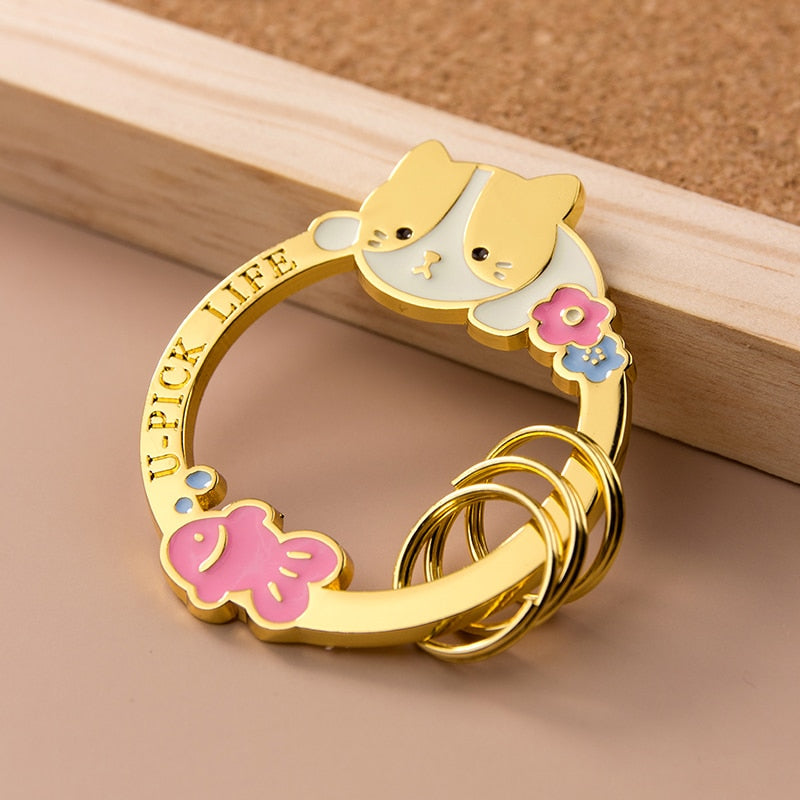 Kawaii Gold Cat Keychain