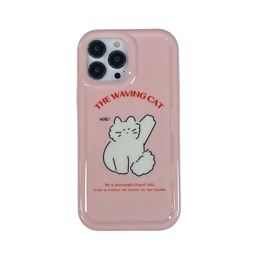 Kawaii Pink Cat iPhone Case
