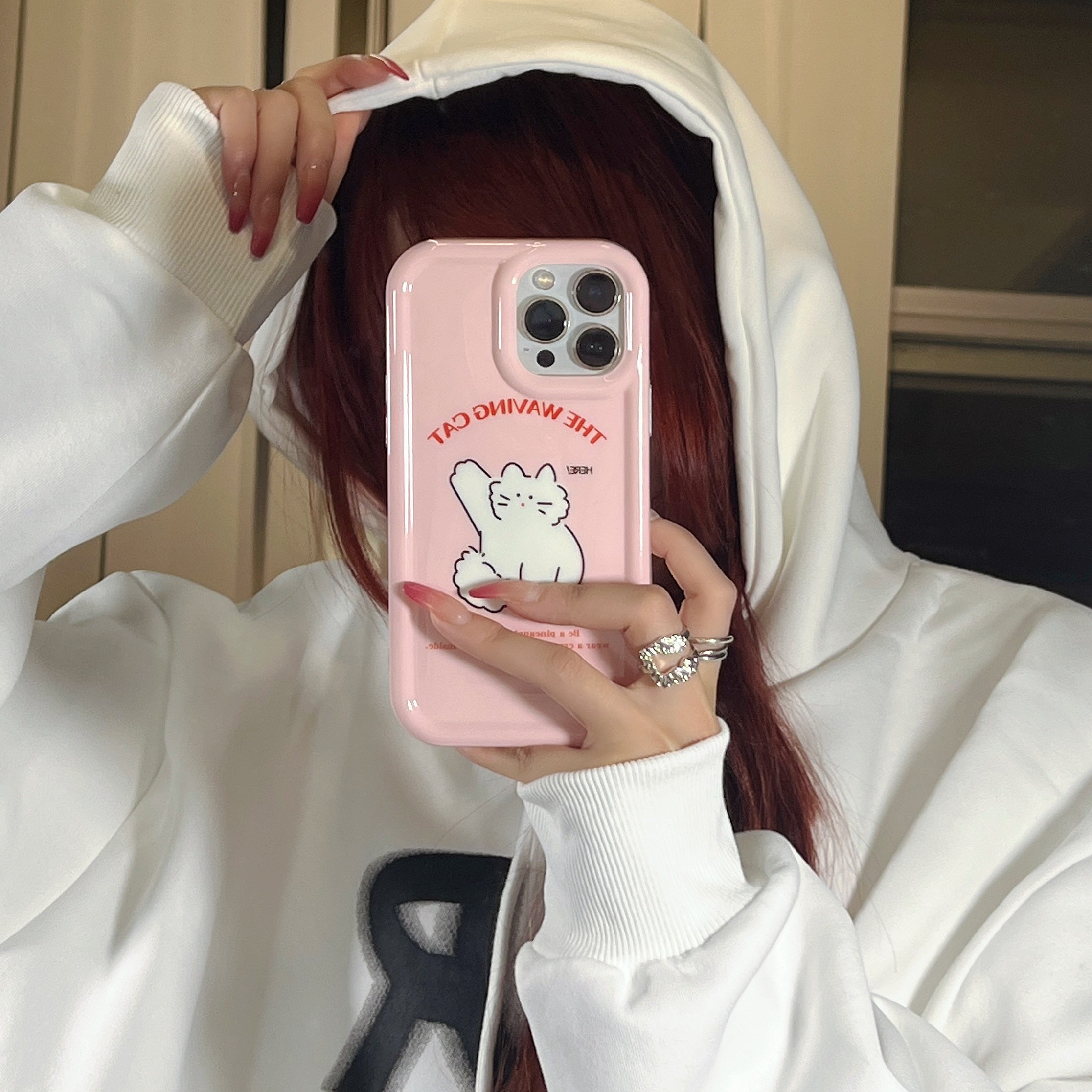 Kawaii Pink Cat iPhone Case