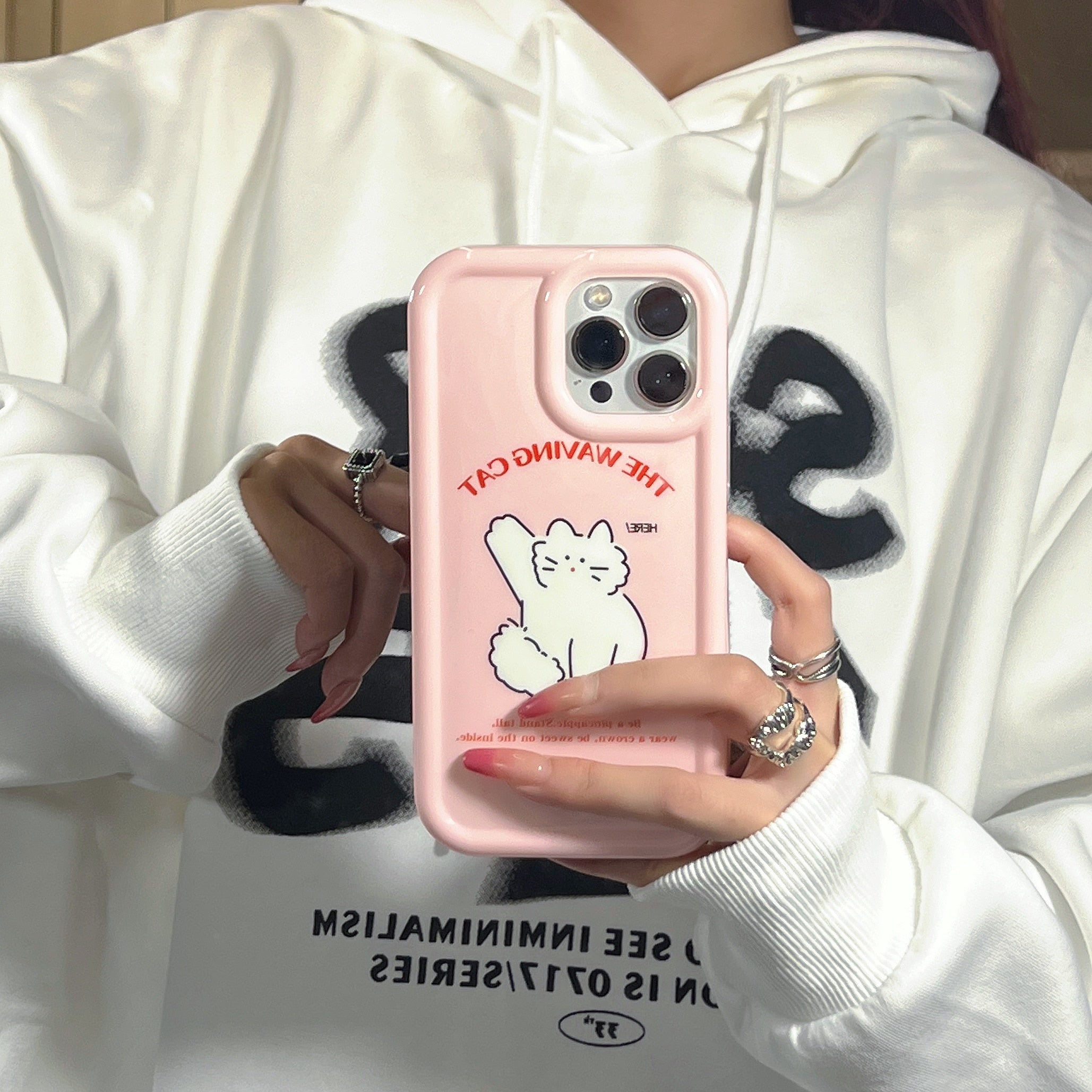 Kawaii Pink Cat iPhone Case