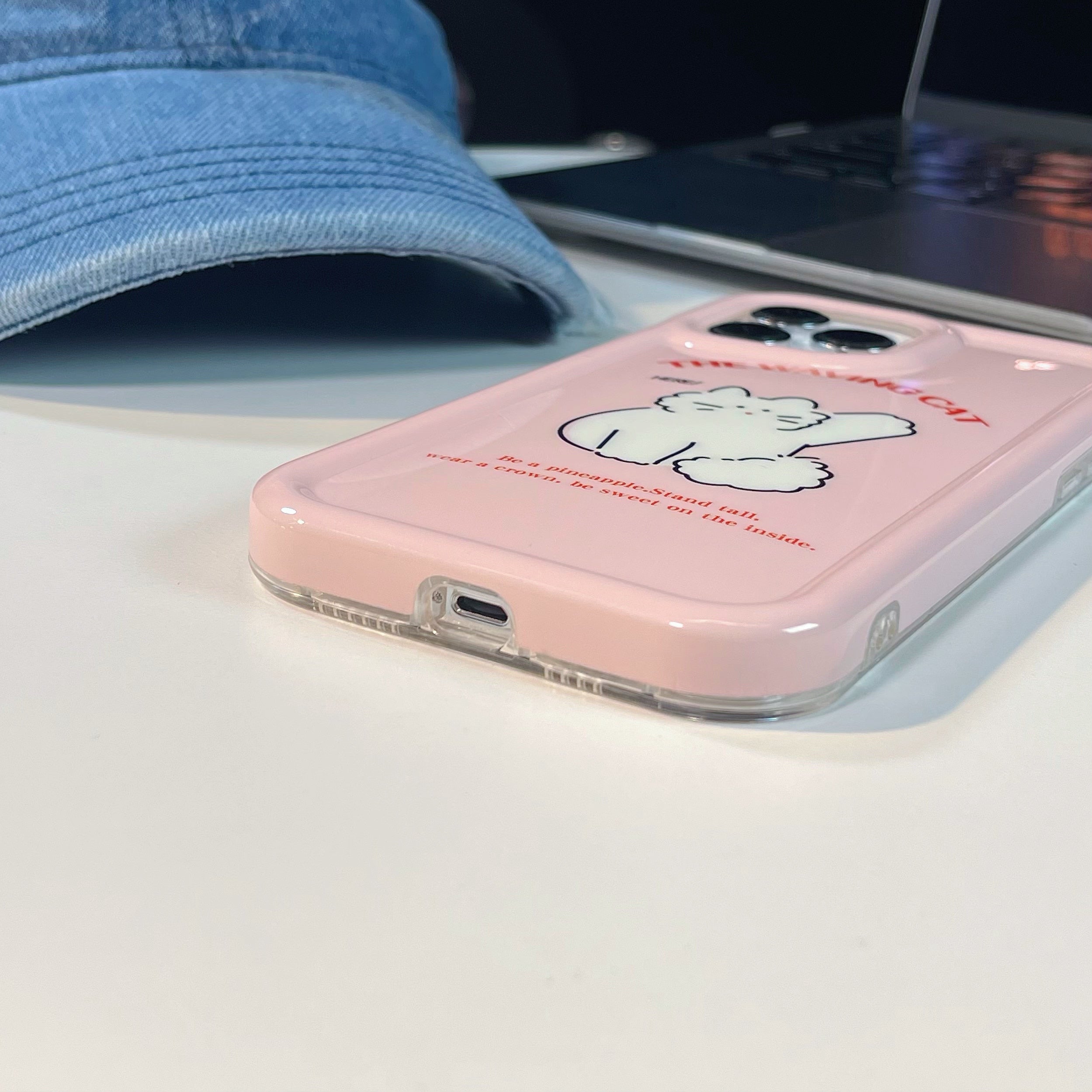 Kawaii Pink Cat iPhone Case