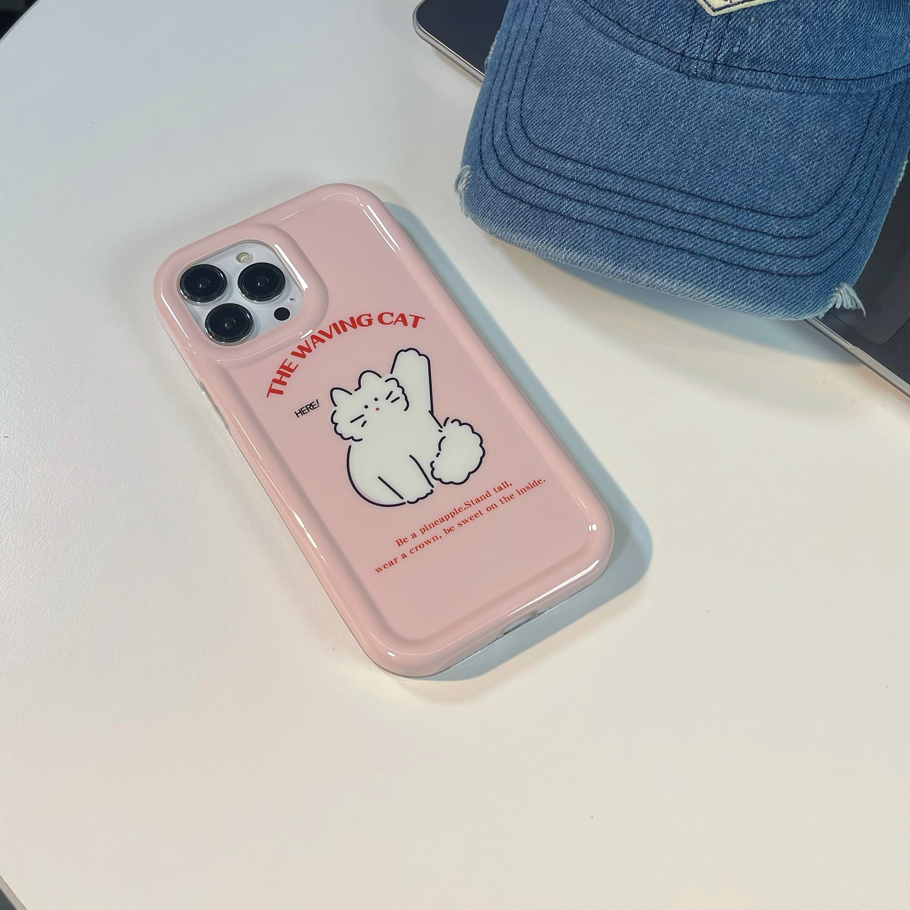 Kawaii Pink Cat iPhone Case