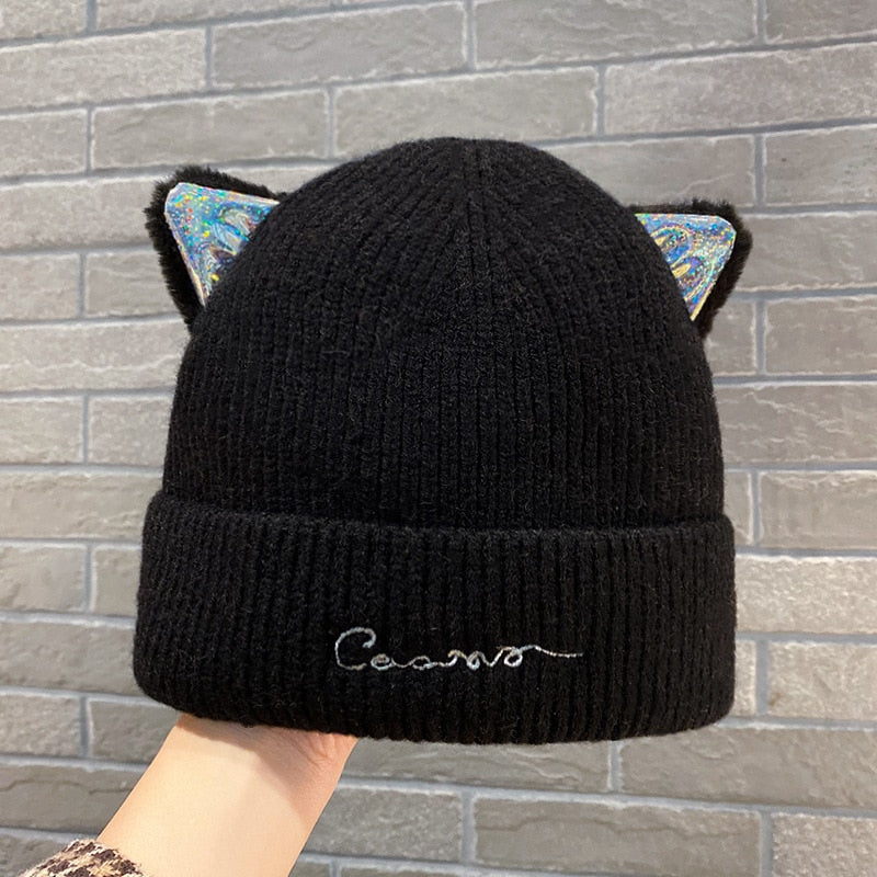 Knitted Cat Beanie