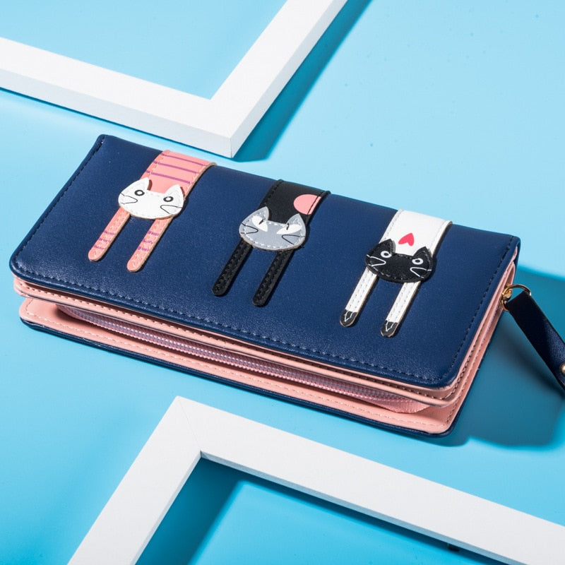 Long Leather Cat Purse