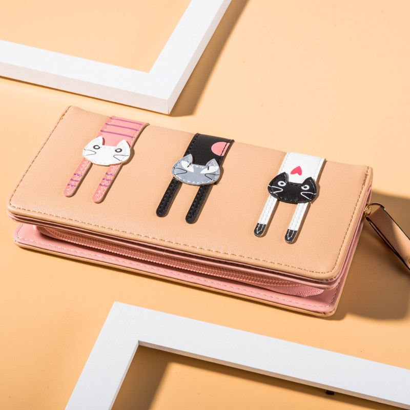 Long Leather Cat Purse