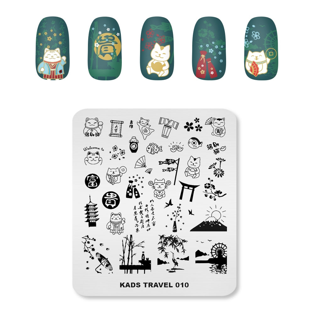 Lucky Cat Stamping Nail Art