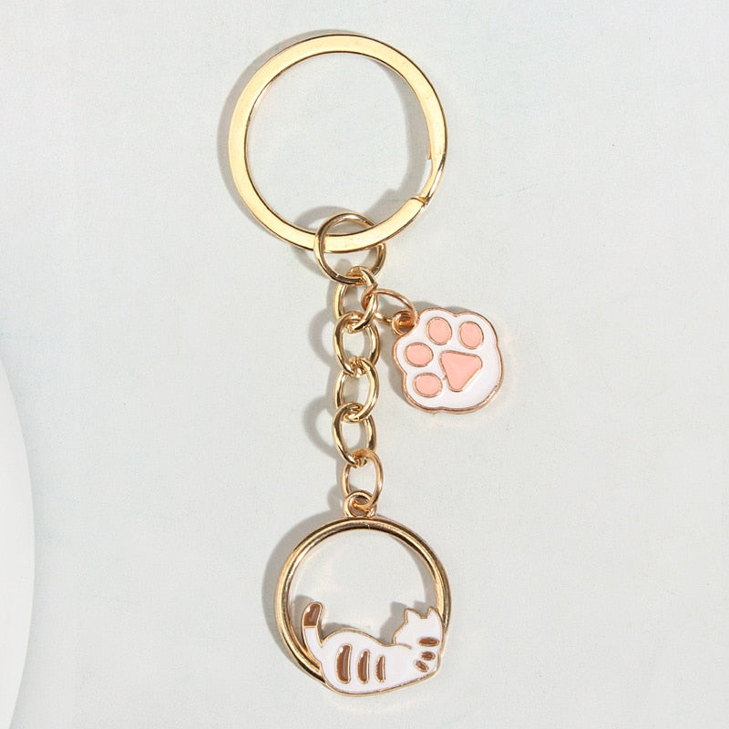 Pink Paw Cat Keychain